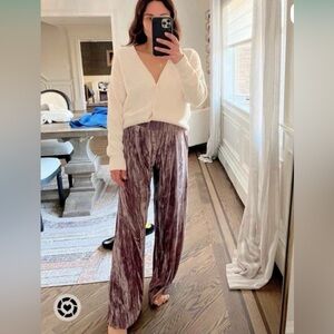 a new day Women's Mauve Velvet Wide Leg Pants Small